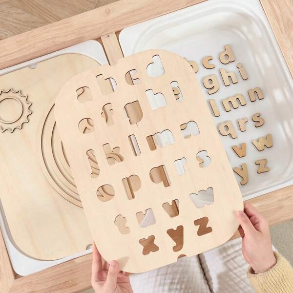 Hölzernes sicheres & frühpädagogisches Spielzeug - Buchstaben Wort kognitives Sensorisches Brettspielzeug, Eltern-Kind interaktives Puzzle Set