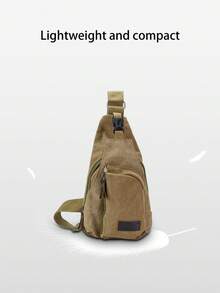 Canvas Crossbody Sling Backpack Anti-Theft Small Shoulder Bag Lightweight Daypack For Men & Women Hiking, Cycling, School - Màu Khaki - Xem 6