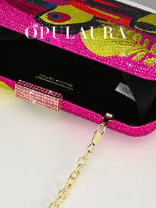 OpulAura New Fashion Sparkling Toucan Pattern Rhinestone Banquet Bag, European & American Design, Bright Color Summer Clutch, Perfect For Party Girls, Ladies, Brides - Suitable For Parties, Weddings, Prom, Dinners/Banquets, Matching Perfect Wedding Dresses, Women's Formal Dresses, Prom Dresses, Birthday Dresses - Hot Pink - View 7