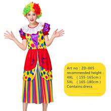 Adult Women's Clown COS Costume, Halloween Performance Outfit, Sexy Clown Stage Costume, Crazy Set, Elastic Polyester - Multicolor - View 12