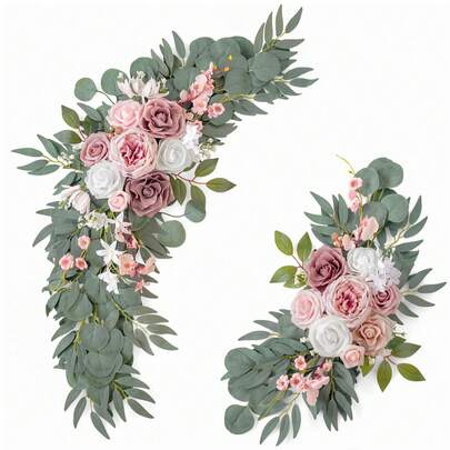 2개/인공 핑크 장미, 낭만적인 수제 꽃, 웨딩 파티 룸 장식, 홈 데코레이션, 생일 장식, 룸 데코레이션, 야외 웨딩 제안 현장, 성 밝히기 행사 장소, 분위기 장식에 적합