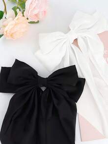 4pcs Bow Hair Accessories Set: Satin Bow Hair Clips, Bow , Large Hair Clips, Cute Metal Bow Hair Clips In Neutral Colors, Flat Claw Hair Clips - Multicolor - View 4