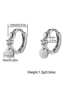 1 Pair Minimalist Creative Gold-Plated, Luxury Rhinestone Decorated 925 Sterling Silver Round Disc Stud Earrings, Suitable For Women's Daily And Vacation Wear