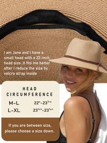 1 件度假休闲编织爵士帽草帽 - 米色+麻花裝飾 - 查看 6