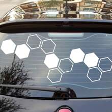 20 Pcs/Set Honeycomb DIY Vinyl Car Stickers, Hexagon Design Car Side Body Wrap Decal, Custom JDM Car Truck Decor Accessories (10pcs Solid + 10pcs Outline)