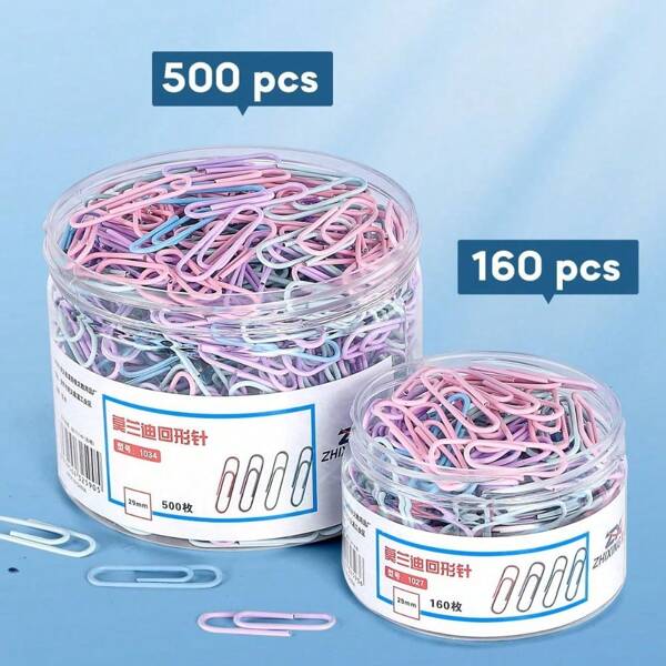 Marvel 80/160/500 Random Color Paper Clips, Macaron Color Portable Card Decoration File Data Storage Paper Clips, File Bookmark Paper Clip Storage Stationery U-Shaped Fixed 29mm (New And Old Versions Shipped Randomly)