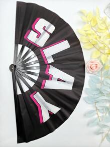 Ombre "DADDY" Folding Fan, Creative And Fashionable Decorative Fan With Letter Design For Father's Day; "SLAY" Folding Fan With Cool Black Background, Fashionable And Personalized Choice