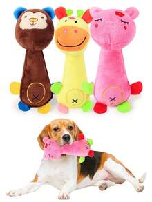 Engaging Squeaky Plush Dog Toy - Perfect For Medium Dogs' Dental Health, Interactive & Comfortable Play, Animal Design - Multicolor - View 2