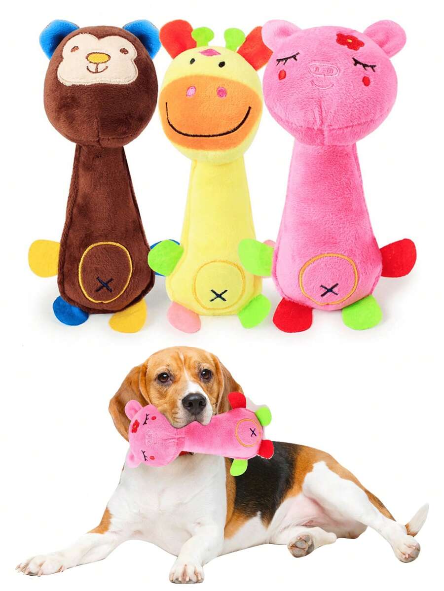 Engaging Squeaky Plush Dog Toy - Perfect For Medium Dogs' Dental Health, Interactive & Comfortable Play, Animal Design