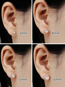 2/8 piezas Aretes con tachas de acero inoxidable hipoalergénico con CZ transparente incrustado, 20G rosca interna Labrete Medusa Conch Trago, 3mm 4mm 5mm 6mm, decoración de joyería de piercing para mujeres y hombres