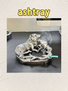 1pc Silver Resin Creative Animal Design Decorative Ashtray For Home And Living Room. Suitable As A Holiday Gift Or As A Gift For Your Boyfriend.