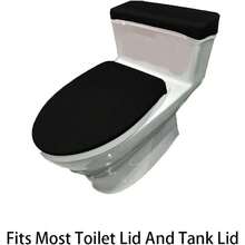 Local Delivery-Madeals Memory Foam Toilet Rug Set 3 Piece And Bathroom Mat With Toilet Lid Cover And Tank Cover Set Black - Black - View 4