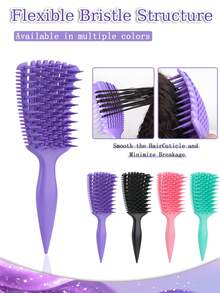 适合卷发儿童和女孩的顺发弧形发刷 - 大号和小号，适用于湿发的灵活头皮按摩刷，适合自然卷发、非洲式发型、卷发的造型梳，适合淋浴和日常使用 - 彩色 - 查看 3