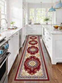 1 Piece Bohemian Style Red Crystal Velvet Rug, 850g/㎡ 0.8cm Thick, Rectangular, Non-Slip & Washable, Decorative Carpet For Living Room, Kitchen, Dining Room, Office, All Seasons