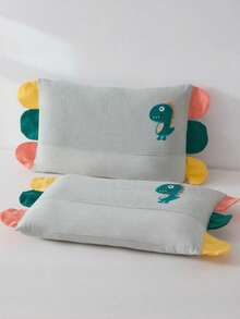 1PC 贴片刺绣儿童枕头，柔软舒适儿童卧室恐龙动物刺绣枕头，适用于儿童房装饰（枕套+枕芯）