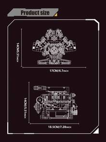 Creative Supercar V8 Engine Building Block, Puzzle Engine Ornaments,Controllable Model Kit With LED Lights And Sound Effects,Desktop Display Models, Create Your Own Mini V8 Engine, Birthday Gifts, Building Block 665PCS/660PCS,Sports Car Engine Building Blocks