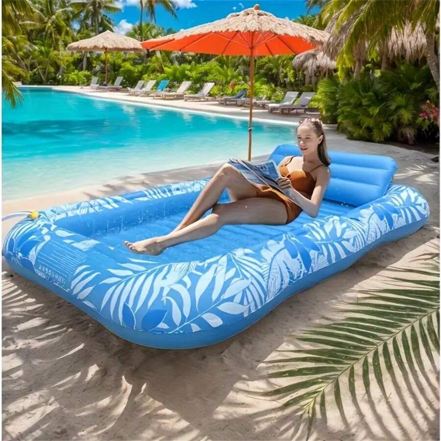 Extra große aufblasbare Sonnenliege mit Kissen 4 in 1 Sonnenbank Schwimmliege für Wasserbälle Party, PE Material, Feiertage: Valentinstag, Frauentag, Ostern, Muttertag, Unabhängigkeitstag, Strandutensilien, Strandaccessoires