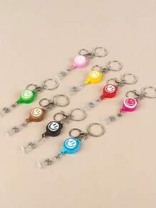 可伸缩笑脸钥匙扣双环商务钥匙扣可延长至 40 厘米，适用于卡片、身份证门禁卡、护士徽章等。背包装饰钥匙扣，适用于包包、汽车配件，适合女士