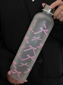 1000ml Large Capacity PC Water Bottle | Original Bowknot Dancing Print + Stainless Steel Small Mouth Bottle Cap | Top Selling Item In Europe, Middle East, And Southeast Asia . Portable Sports Drinking Bottle