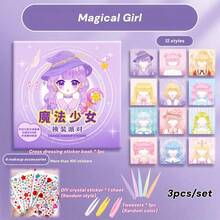 Libro de pegatinas de maquillaje con diseños de muñecas de moda, set de pegatinas para el rostro DIY - Juguetes de vestir con pegatinas reutilizables para diversión creativa, arte facial e interacción - Excelente como recuerdo de fiesta o regalo - Multicolor - Ver 28