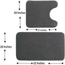Local Delivery-Madeals Memory Foam Toilet Rug Set 3 Piece And Bathroom Mat With Toilet Lid Cover And Tank Cover Set Black - Carbon Grey - View 2