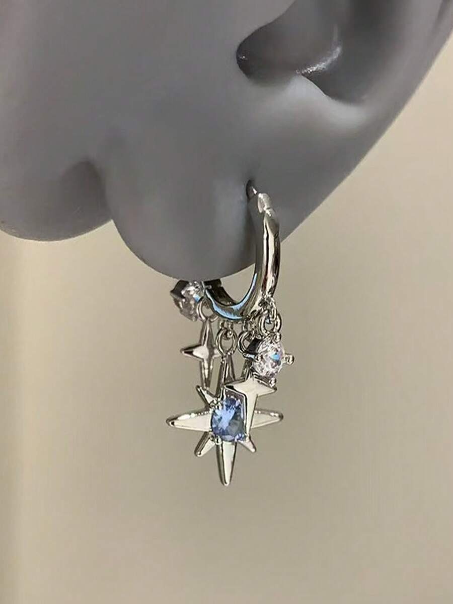 1 Pair Elegant And Fashionable Four-Pointed Star Earrings, Suitable For Women To Wear At Any Occasion - Multicolor - View 1