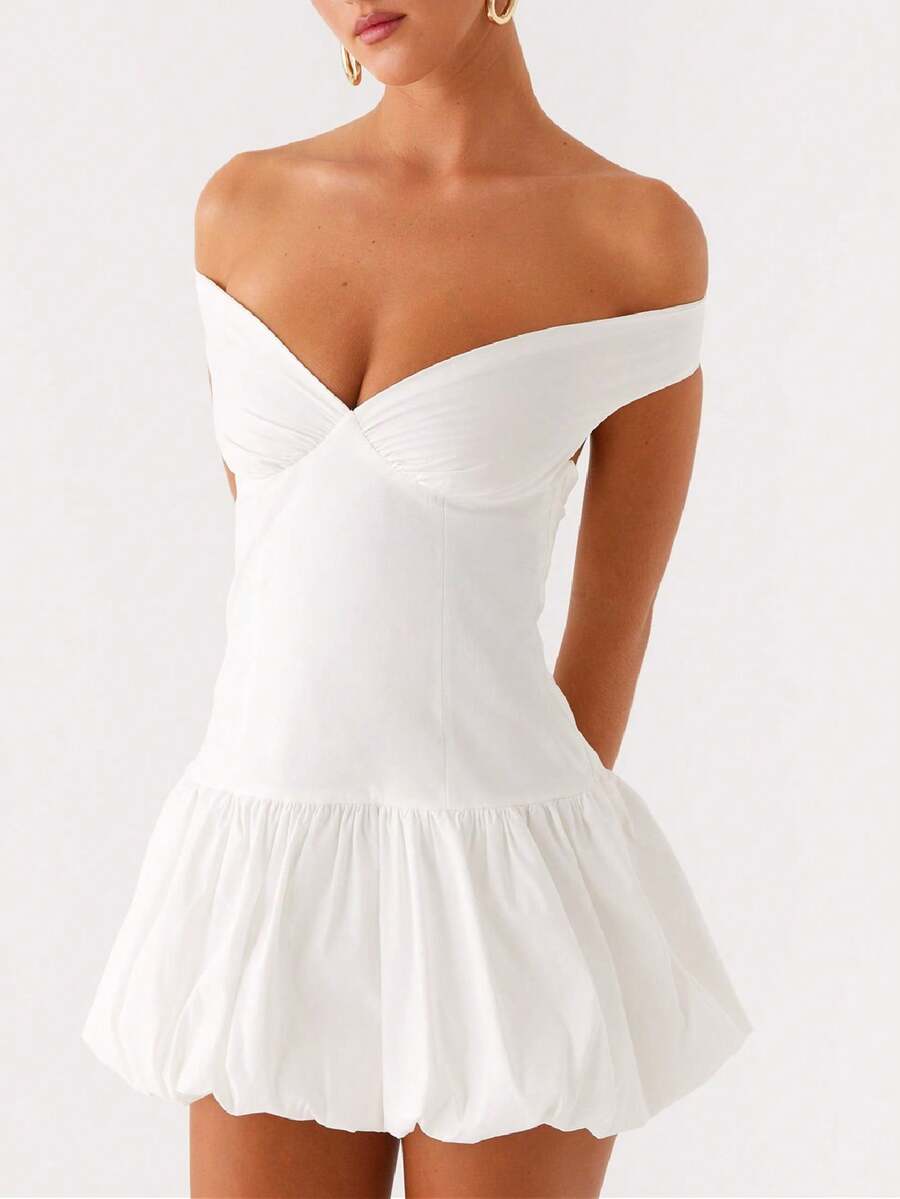 Women White Graduation Dress Summer Backless Bow Tie Bodycon Mini Dresses Y2k Square Neck Short Dresses For College - 白色 - 查看 1