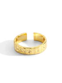 Charm-In 1 Stück 18 Karat vergoldeter messing einfacher C-förmiger glatter Ring / Welpen Muster Ring / Schmetterling Muster Ring, Geschenk
