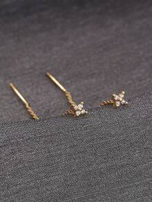 Nooxian 1 Cặp Bông tai tua rua hình cỏ bốn lá Cubic Zirconia thời trang - vàng vàng - Xem 6