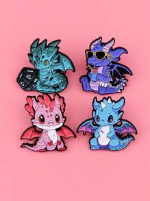 4-5Pcs Cute Enamel Pins Metal Cartoon Pterosaur Brooch Backpack Hat Bag Collar Lapel Badges Kids Fashion Jewelry Collection Gift