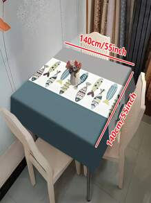 1/20 Stück moderne geometrische Fisch bedruckte Tischdecke, geeignet für Heimdekoration, Picknicks und Feierlichkeiten, Farbschemen in Hellblau und Grau, maschinell hergestelltes Polyesterfasergewebe, Tischtuch für den Esstisch.