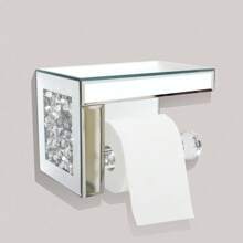 1 Stück moderner, eleganter Toilettenpapierrollenhalter & Handyorganizer aus gemustertem Glas, geeignet für Zuhause und öffentliche Nutzung, Badezimmer-Rollenspender mit Montagelöchern, erfordert Installation, Rückkehr zur Schule