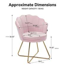 Nalupatio Upholstered Armchair Dining Chairs, Chair Dressing Table, Chair Velvet, Petal Back Armchair With Metal Legs Gold, Load Capacity Up To 150 KG - Hồng - Xem 4