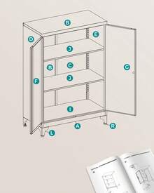 Caisson de Bureau, Placard Polyvalent, Armoire de Bureau à 2 Portes, Verrouillable, en Acier, pour Salon, Noir Mat - Noir - Voir 7