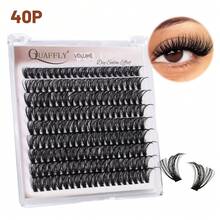 QUAFFLY Lashes 5 Styles Lash Clusters Kit, Volume/Mega/Full/Bottom Eyelash Clusters Extensions With Lash Bond And Seal, Remover,Wrist Strapand Lash Extension Tools For Beginners And Proficient, DIY At Home Easily - 黑色 - 查看 12