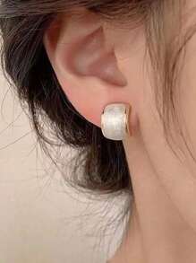 1Pair Vintage Style Semicircle Resin Dangle Earrings With Oil Drip Design, Elegant Woman Earrings