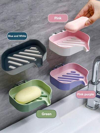 1pc Wall-Mounted Soap Dish. Bathroom Storage Rack With Drainage. Soap Holder For Home Use, No Drilling Required, With Drainage Rack. High-End New Bathroom Soap Holder. Dual-Layer Bathroom Storage Rack.