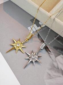 1 件优雅星爆锆石吊坠项链，适合男士和女士佩戴参加派对、婚礼、情人节和圣诞节礼物 - 星芒鋯石項鍊 - 查看 8