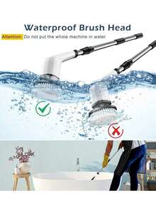 7 件装电动旋转洗涤器，带八个可更换刷头，淋浴清洁刷，浴室地板浴缸瓷砖墙壁电动清洁刷，带手柄