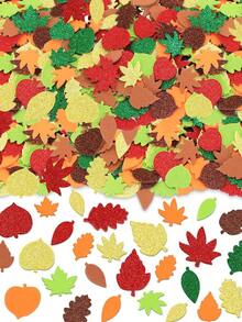 50pcs- Fall Leaf Foam Sticker,Autumn Thanksgiving Glitter Maple Leaves Self Adhesive Foam Stickers ,Autumn Glitter Maple Leaves Thanksgiving Party Favors DIY Crafts Decorations - Multicolor - View 3
