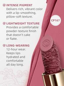 CATKIN Rouge Matte Engraved唇膏，防水持久缎面柔滑，CP167石榴粉色 - CP167 - 查看 4