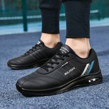 Men's Cushioned Sneakers - Shock-Absorbing Non-Slip Casual Sports Shoes, With Breathable Fabric Lining And Durable Polyurethane Sole, Suitable For Running, Tennis And Training - All-Season Comfort, Casual Wear, Fashionable Shoe Design, Stylish Striped Shoes