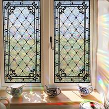 1/4 Piece Rainbow Prism Window Film, PVC Refraction Decal For Glass Surface - Reusable, No Adhesive, Double-Sided Rainbow Sun Catcher, Suitable For Home And Office Decoration, Smooth Surface, Rectangular - Multicolor - View 2
