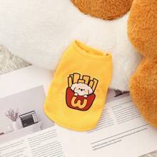 Cute Cartoon Pattern Pet Vest, Fit For Cats And Small Dogs, Waffle Texture, Suitable For Spring And Summer