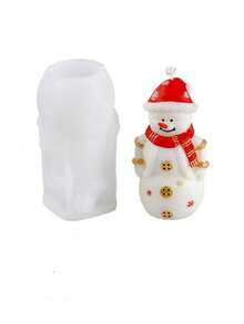 1 件雪人形硅胶模具 DIY 雪人香薰蜡烛石膏家居装饰硅胶模具 - 白色 - 查看 4