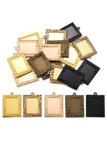 1 pièce Accessoires de bijoux DIY, base rectangulaire de 29*21mm, base avec incrustation de pierres précieuses vintage C06