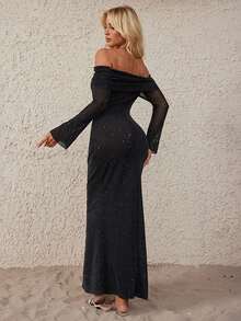 Sparkle Off Shoulder Valentine's Day Dress - Black - View 2