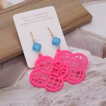1 par de brincos femininos estilo Lucky Flower Hollow Drop, adequados para uso diário, primavera/verão