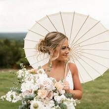 1把白色纸伞：纸/竹材质，配有优雅手柄。适用于新娘送礼会、派对礼品、餐桌装饰。 - 白色 - 查看 4