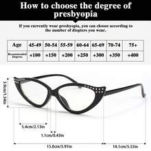 1pc Fashion Cat Eye Small Frame Reading Glasses, Rhinestone Designed Stylish Personalized, Gradient Color Frame, High-End And Elegant Women Reading Glasses - Red - View 5